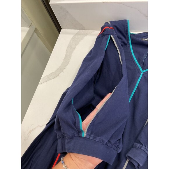 eShakti Asymmetrical Racing Stripes Cold Shoulder Midi Shift Dress Lagenlook 2X - Picture 5 of 7